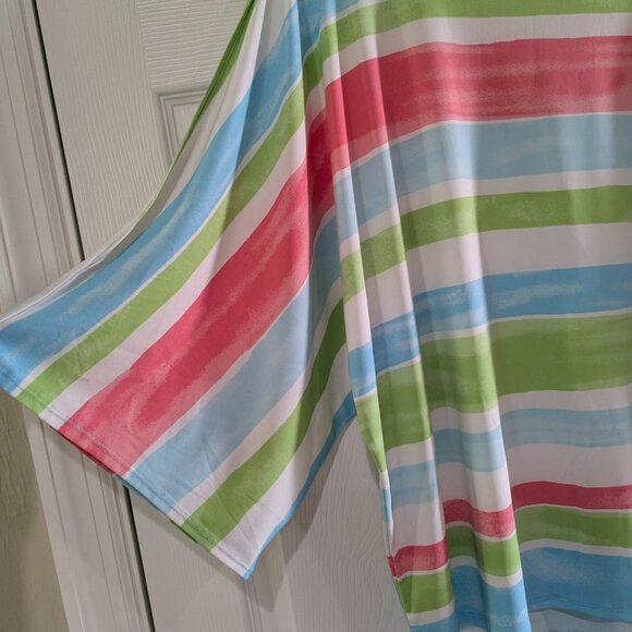 Ruby Rd. Women's Colorful Striped Kimono Sleeve Blouse, Size Large - Picture 5 of 16